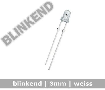 LED BLINKEND 3mm "weiss" 10.000 mcd LEDs