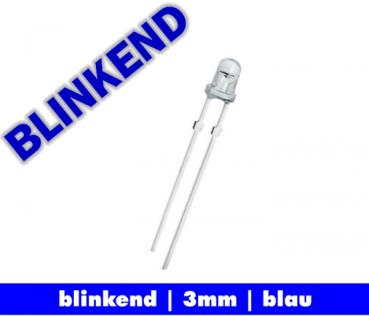 LED BLINKEND 3mm "BLAU" 7.000 mcd LEDs