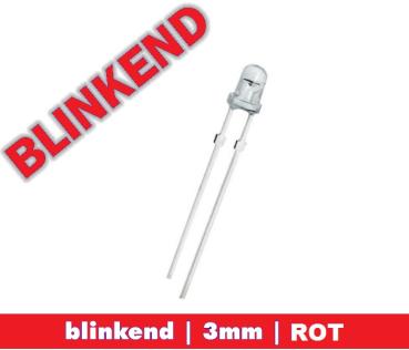 LED BLINKEND 3mm "ROT" 6.000 mcd LEDs