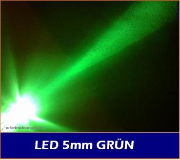 LED 5mm "grün" 20.000mcds 20° LEDs