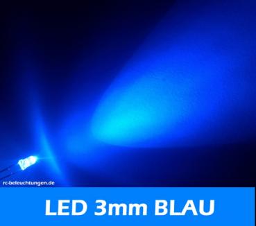 LED 3mm "blau" 7.500mcds 30° LEDs