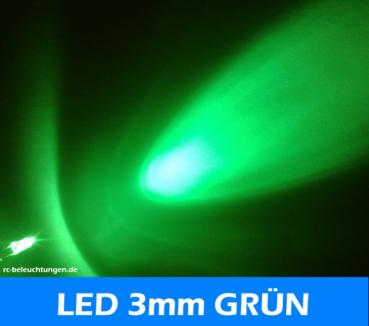 LEDs 3mm "green" 11.000mcds 30 °