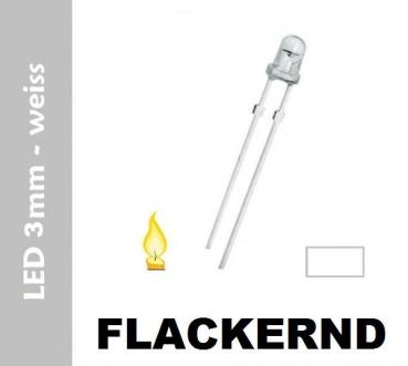 LED FLACKERND 3mm "WEISS" 16.000mcds flacker Kerze Feuer LEDS