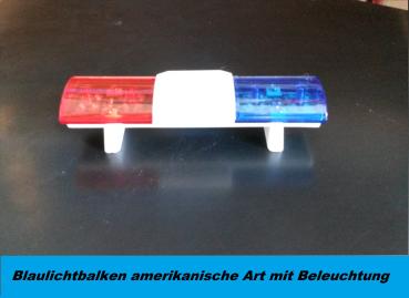 Lichtbalken / Leuchtbalken / Blaulichtbalken / Lightbar in BLAU/ROT "Amerikanische ART" mit Beleuchtung