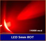 LEDs 5mm "red" 14.000mcds 20 °