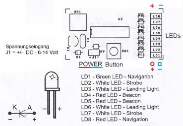 RC LED Positionsbeleuchtung Flugzeug Hubschrauber Drohne Licht KIT Platine