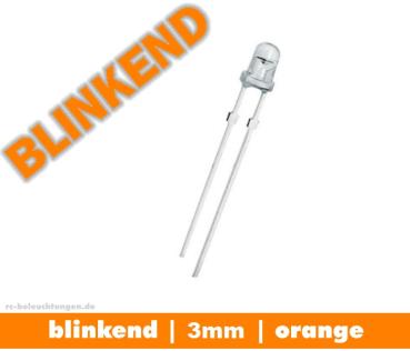 LED BLINKEND 3mm "ORANGE" 6.000mcd LEDs