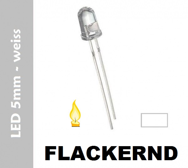 S129-20 Stück Flacker LEDs 5mm weiß klar Flackerlicht Flackerlichtsteuerung 