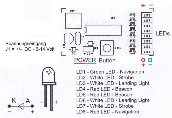 RC LED Positionsbeleuchtung Flugzeug Hubschrauber Drohne Licht KIT Platine