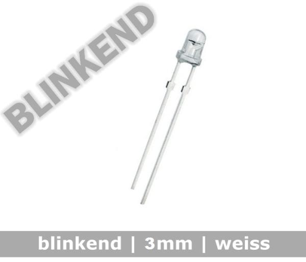 3mm LED "white" 10.000mcds FLASHING